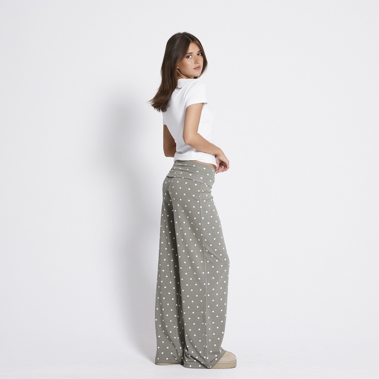 Foldable wide pants "Eleni Printed" Army Green